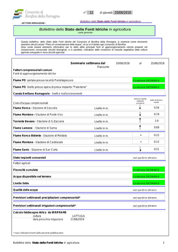 Bollettino n. 12 del 20 giu 2018
