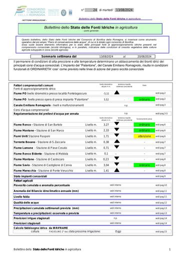 Bollettino delle fonti idriche in agricoltura n. 24 del 13.agosto.2024