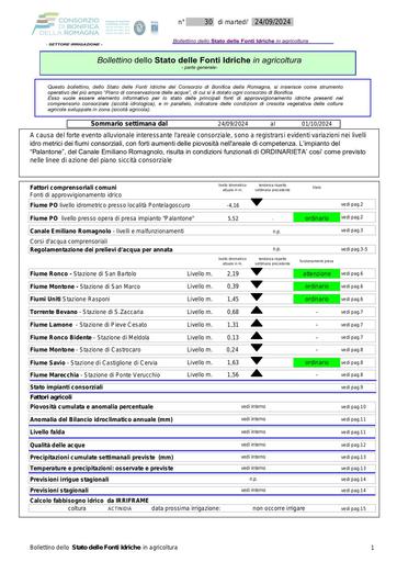 Bollettino delle fonti idriche in agricoltura n. 30 del 24.settembre.2024