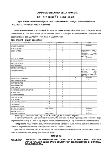Delibera Consiglio di Amministrazione Consorzio n. 9/2016