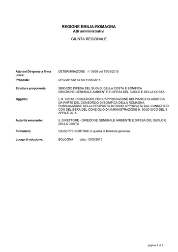 Determina N.5859 - Procedure per l'Approvazione dei Piani di Classifica