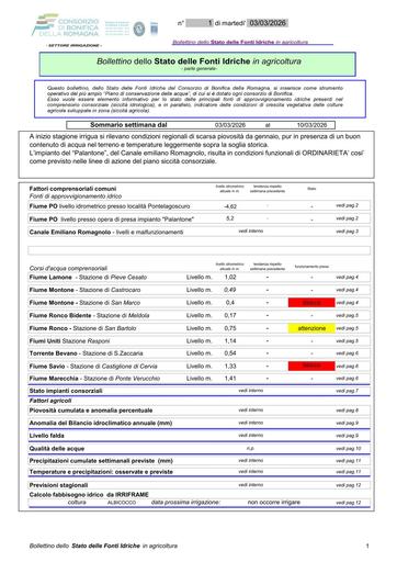 Bollettino delle fonti idriche in agricoltura n. 1 del 3.marzo.2026