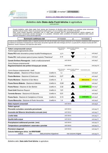 Bollettino delle fonti idriche in agricoltura n.32 del 7.ottobre.2025