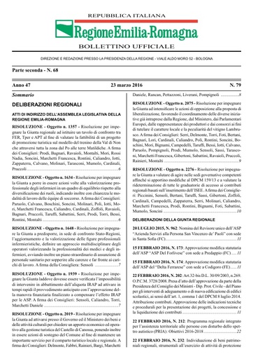 N.79/2016 Approvazione definitiva Piano di Classifica Consorzio di Bonifica Romagna