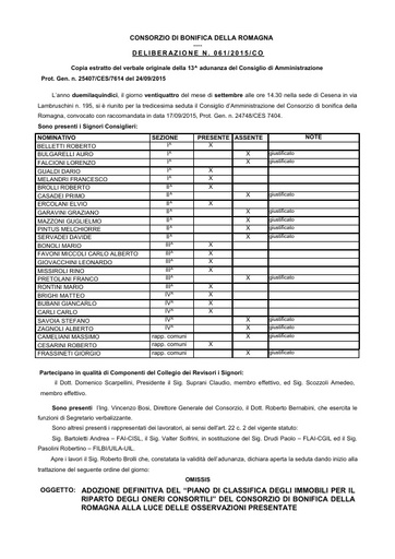 N.061/2015/CO - Adozione definitiva del "Piano di Classifica"