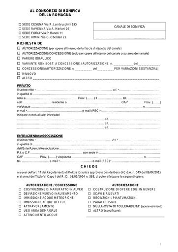 Modello unico per Domanda Concessione/Autorizzazione agg. 2022