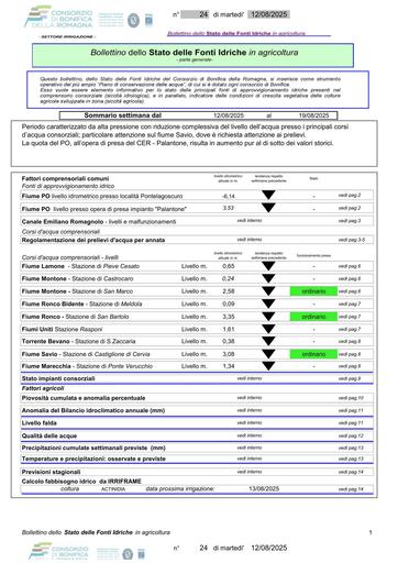 Bollettino delle fonti idriche in agricoltura n.24 del 12.agosto.2025