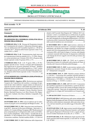 N.45/2016 Conformità Piano di Classifica Consorzio Bonifica Romagna a linee guida regionali