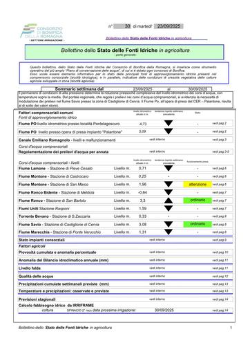 Bollettino delle fonti idriche in agricoltura n.30 del 23.settembre.2025
